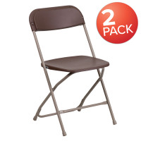 Flash Furniture 2-LE-L-3-BROWN-GG 2 Pk. HERCULES Series 650 lb. Capacity Premium Brown Plastic Folding Chair